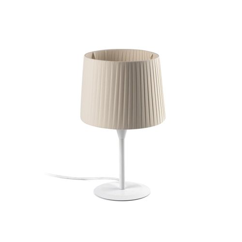 Tischleuchte SAMBA S E27 15W Stahl weiß, Textil Beige L:21.5cm H:36cm