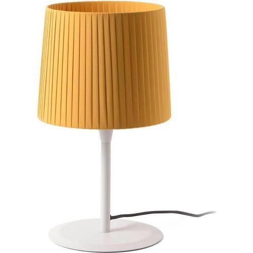 Tischleuchte SAMBA E27 15W Stahl mattweiß, Textil Gelb L:25cm H:48.5cm dimmbar
