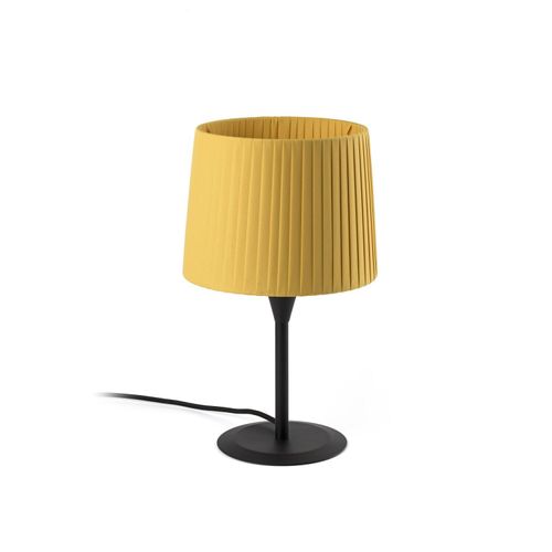 Tischleuchte SAMBA S E27 15W Stahl schwarz, Textil Gelb L:21.5cm H:36cm