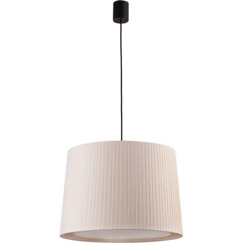 Hängeleuchte SAMBA E27 15W Stahl mattschwarz, Textil Beige L:50cm H:500cm dimmbar