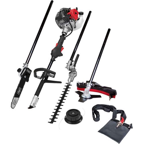 Scheppach Benzin MFH5200-4P | 1,8 PS | 4in1 Multitool | Rasentrimmer, Heckenschere, Hochentaster, 250mm Schwert/Kette, schwenkbar | Schnellwechsler