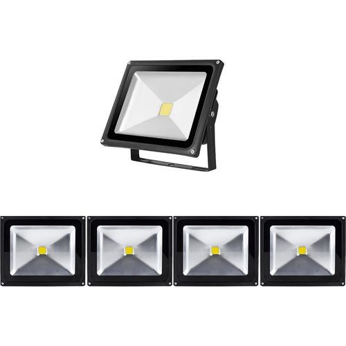 Greenmigo 5x 50W Fluter Strahler Kaltweiß Schwarz Aluminium Gehäuse IP65 Wasserdicht LED Lampe Wandleuchter Flulicht Flutbeleuchtung LED Gartenlampe Außenstahler