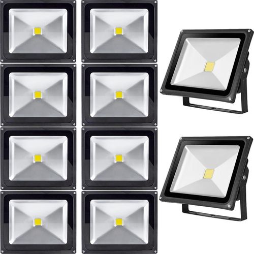 Greenmigo 10x 50W Fluter Strahler Kaltweiß Schwarz Aluminium Gehäuse IP65 Wasserdicht LED Lampe Wandleuchter Flulicht Flutbeleuchtung LED Gartenlampe Außenstahler