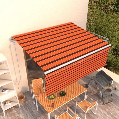 Markise Automatisch Einziehbar mit Volant 4x3m Orange und Braun