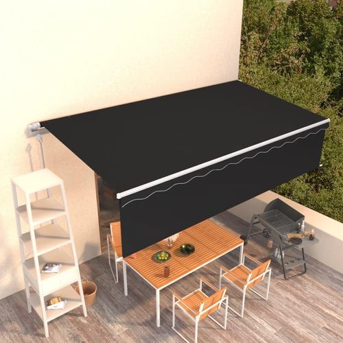 Markise Automatisch Einziehbar mit Volant 6x3 m Anthrazit