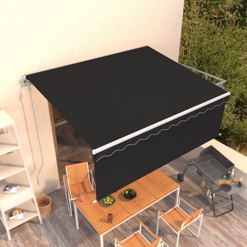 Markise Automatisch Einziehbar mit Volant 4,5x3 m Anthrazit