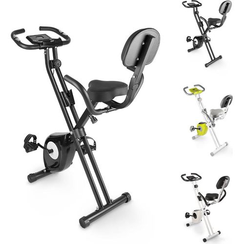 Bigzzia Heimtrainer, Klappbar Heimtrainer, Fahrrad Heimtrainer, Fitnessbike mit Rückenlehne, Ergometer Fitness Fahrrad mit magnetischem Widerstand, bis 100 kg, Schwarz