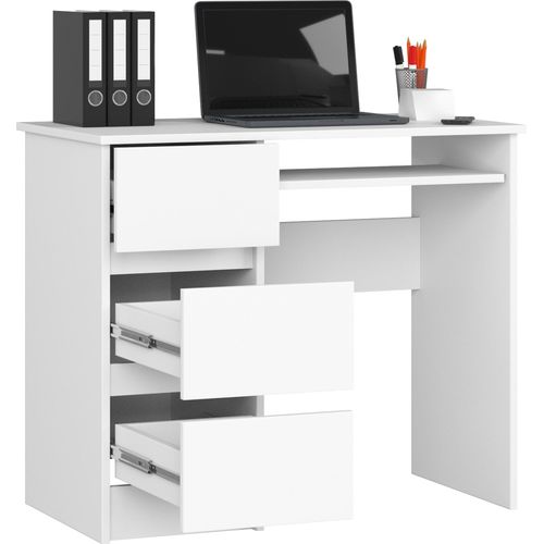 PC-Schreibtisch AKORD A6 links in der Farbe Weiß mit B90 x H77 x T50 cm
