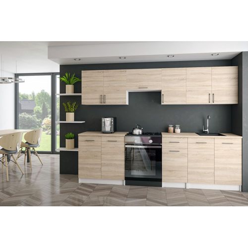KÜCHE KÜCHENZEILE KÜCHENBLOCK MODERN 240 CM Einbauküche licht Sonoma