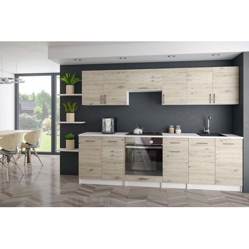 KÜCHE KÜCHENZEILE KÜCHENBLOCK MODERN 240 CM Einbauküche eiche bordeaux