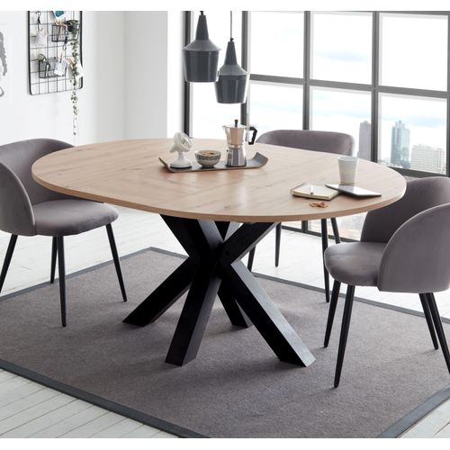 Esstisch schwarz asteiche 110x78 cm Big System Rund Stern 110 Auszug