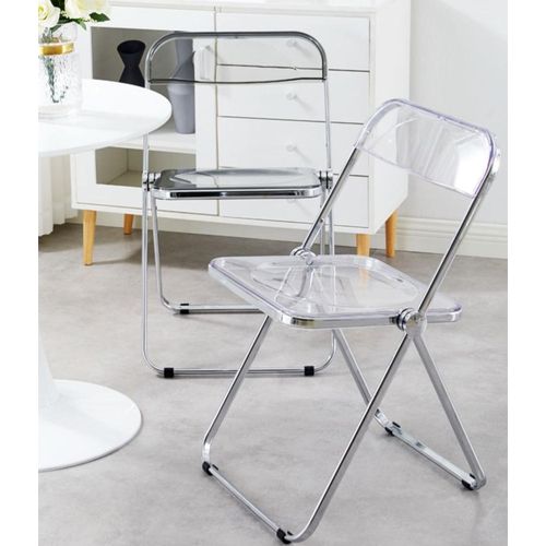 4x Esszimmerstuhl Acryl Transparenter Stuhl Kunststoff Esszimmerstuhl Home Rücken Stuhl Make-up Stuhl Weiß