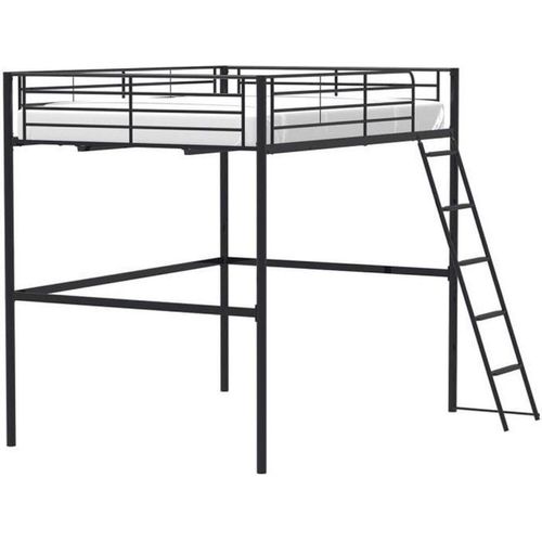 ELIOT Hochbett aus Metall – Schwarz – inklusive Untergestell – 140 x 200 cm