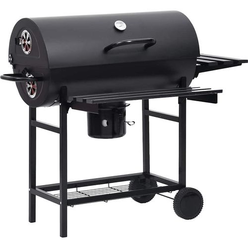 vidaXL Grillwagen mit Rädern und Ablagen Schwarz Stahl 115x85x95 cm
