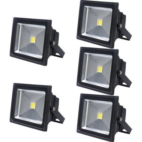 Greenmigo 5x 50W LED Fluter Strahler Kaltweiß Schwarz Aluminium Gehäuse IP65 Wasserdicht LED Lampe Wandleuchter LED Gartenlampe Außenstahler