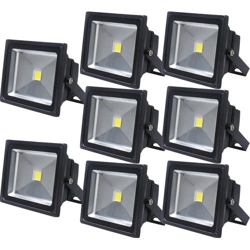 Greenmigo 8x 50W LED Fluter Strahler Kaltweiß Schwarz Aluminium Gehäuse IP65 Wasserdicht LED Lampe Flutbeleuchtung LED Gartenlampe Außenstahler