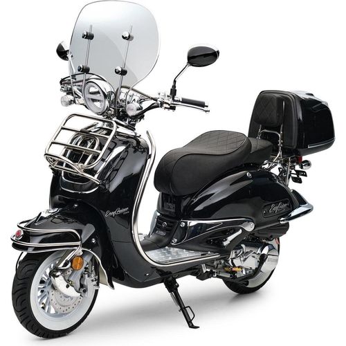 Motorroller Retro EasyCruiser Schwarz 50ccm 45 kmh Moped Scooter