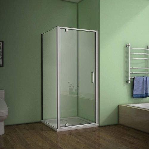 Duschkabine 80x185cm Duschabtrennung Pendeltür Schwingtür mit 80cm Seitewand 5mm ESG Sicherheitsglas Mattgrau Nischentür