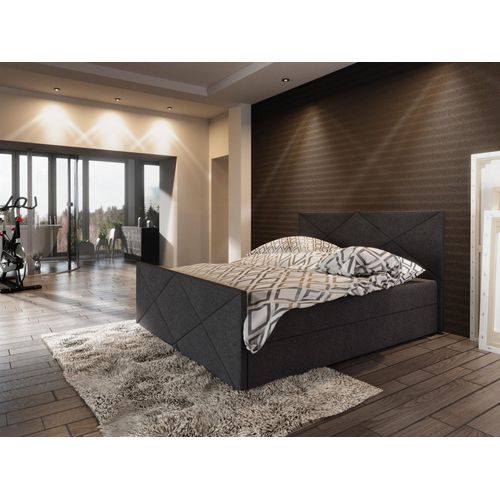 Boxspringbett Bett HUGO -Variante D- 200x200cm Schwarz inkl.Bettkasten