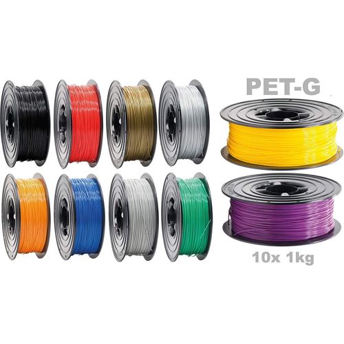 PETG Filament 3D Drucker 1,75mm / 10x 1kg Rolle 10 Farben für 3D Printer oder Stift 10er Set ( 10Kg )