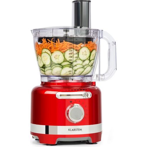 Klarstein Luca Multifunktionsmixer Standmixer Zerkleinerer Küchenreibe Saftpresse Food Processor, 1000 Watt, stufenlos, 6 Modi, BPA-frei, 3 Liter, 3 l Messbecher, Spatel, Rot