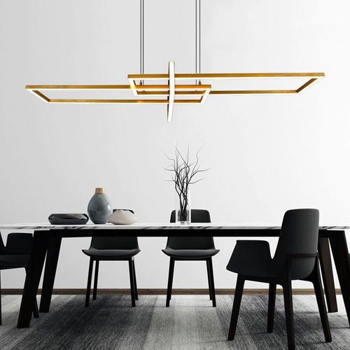 Große LED Pendelleuchte Wandleuchte mit Switch Dimmer 110 x 40cm Gold / Schwarz