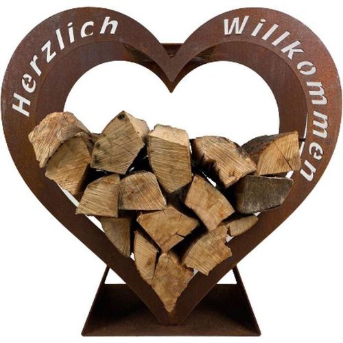 Regal Holz Aufbewahrung Herz Design Deko rost groß 74,5 cm