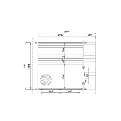 FinnTherm Gartensauna Außensauna Saunahaus Lizzy XS mit Fußboden mit 2 Sitzbänke aus Fichten-Holz Wandstärke 40 mm