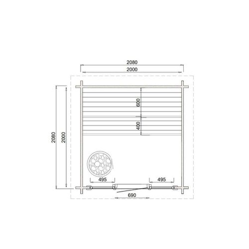 FinnTherm Gartensauna Außensauna Saunahaus Lizzy XXS mit Fußboden mit 2 Sitzbänke aus Fichten-Holz Wandstärke 40 mm