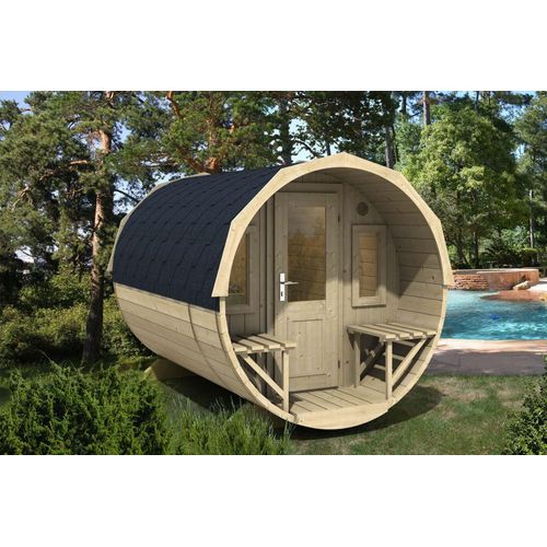 FinnTherm Fass-Sauna Sam, Premium-Thermoholz, ohne Ofen