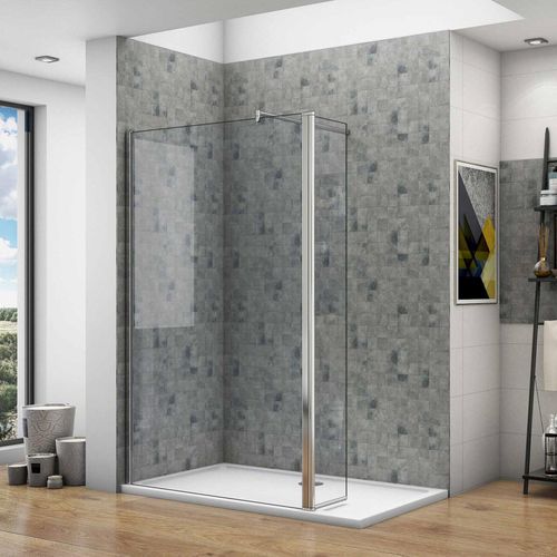 70x200cm Walk in Duschwand+30x200cm Flipper Panel + 70-120cm Stabilisator 8mm NANO Seitenwand Duschwand Dusche Drehwand Bad