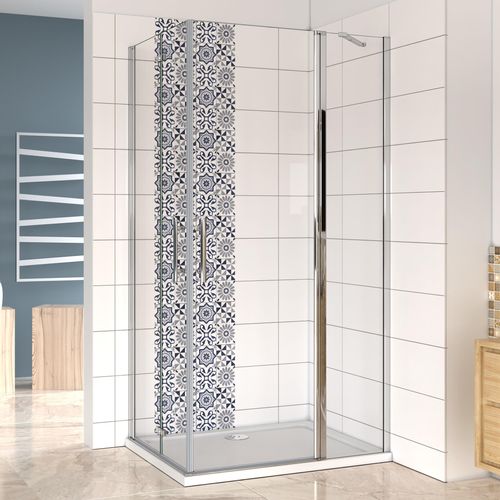 70(Falttür)x80(Drehtür+feste Scheibe)x195cm Nano ESG Drehtür Falttür Schwenktür Eckdukabine Duschabtrennung Eckdusche