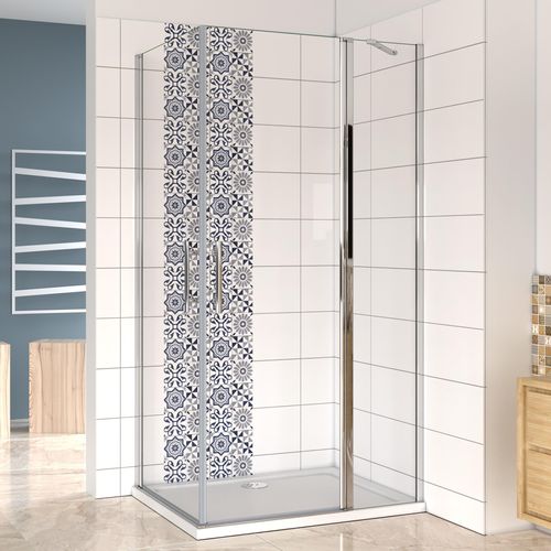 70(Drehtür)x80(Drehtür+feste Scheibe)x195cm Nano ESG Drehtür Falttür Schwenktür Eckdukabine Duschabtrennung Eckdusche