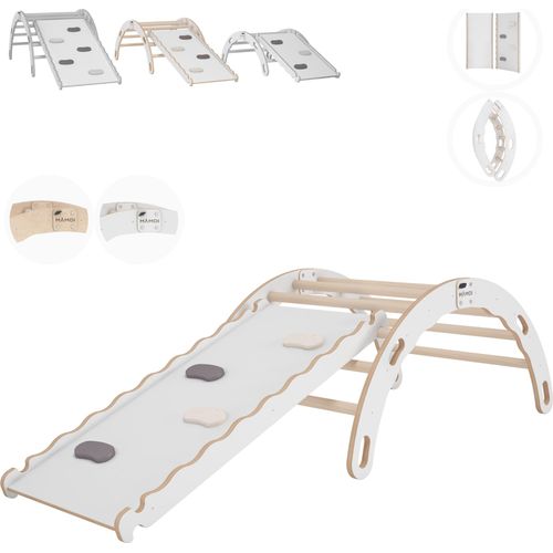 MAMOI® Kletterbogen mit rutsche, Kletterdreieck, Baby klettern, Regenbogenwippe aus holz, Holzbogen für Kinder, Rutschbrett für spielplatz, Klettergerüst indoor ab 1/2/3 jahre