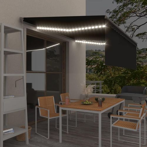 Markise Automatisch mit Rollo LED Windsensor 4,5x3 m Anthrazit