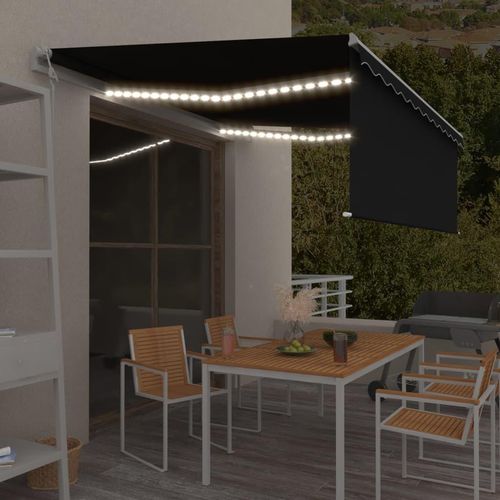 Markise Automatisch mit Rollo LED Windsensor 4,5x3m Anthrazit