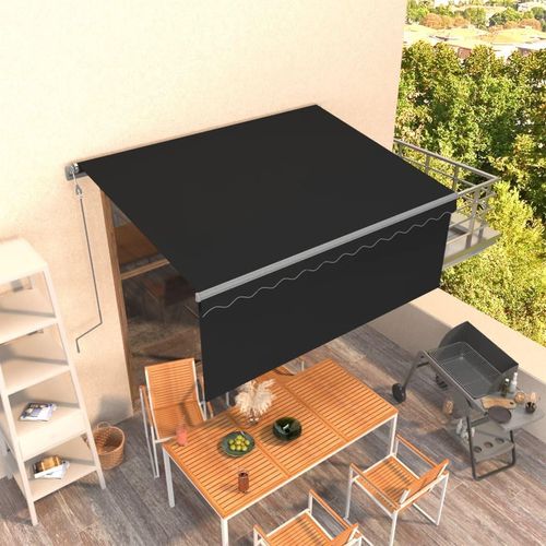 Markise Automatisch Einziehbar mit Volant 3,5x2,5 m Anthrazit