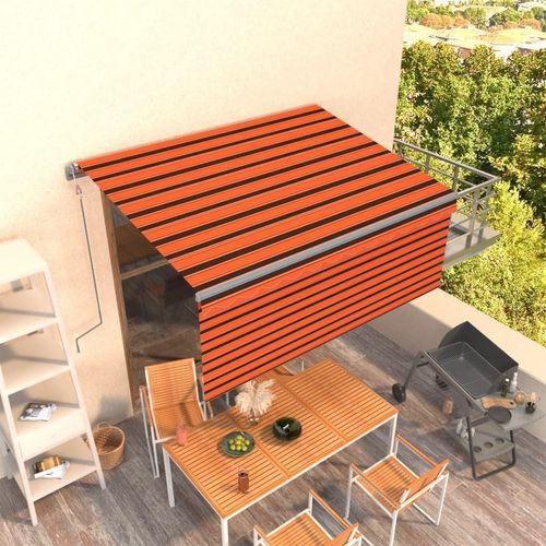 Markise Automatisch Einziehbar mit Volant 3x2,5m Orange & Braun