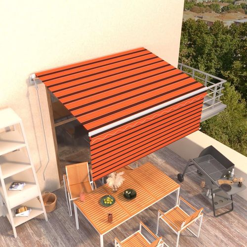 Markise Automatisch Einziehbar mit Volant 3x2,5 m Orange Braun