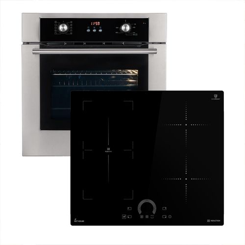 Herdset: 60cm Einbaubackofen BO8810SS + 60cm Induktionskochfeld IH85901FZ | Heißluft | Teleskopauszüge | Automatik-Timer | 2-fach Wärmeschutzverglasung | Kindersicherung | SET8810IH592FZ