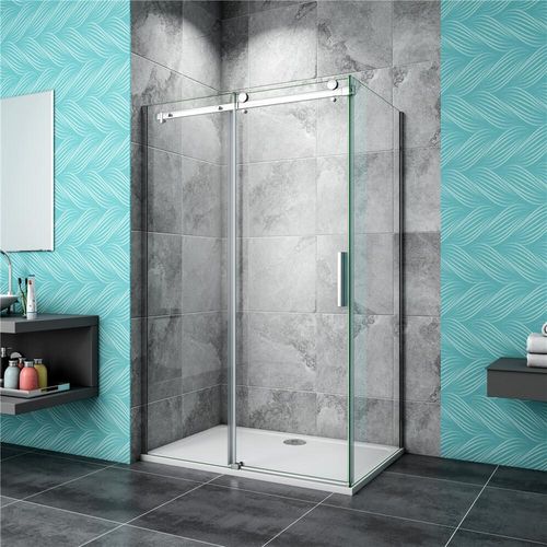 Duschkabine eckdusche Mit Duschtasse Schiebetür 140cm(Tür)x70cm(Seitenwand)xH.195cm Eckdusche 6mm Sicherheitsglas Duschabtrennung Duschwand