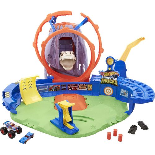 Hot Wheels Monster Trucks Vulkan Arena Spielset, inkl. 1 Spielzeugauto und 1 Monster Truck