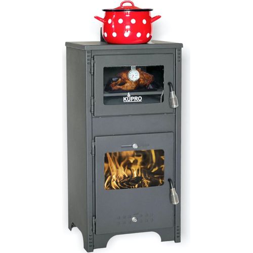 Kaminofen mit Backfach und Herdplatte Ever 2 Holzofen 7,85 kW Kamin Ofen Holz Werkstattofen Hüttenofen Heizofen