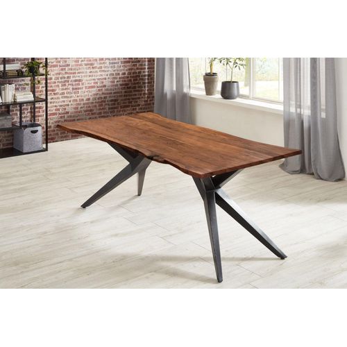 Esstisch Akazie nussbaumfarben 180 x 90 cm Airloft-Metallgestell schwarz CONNI