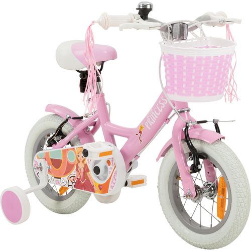 Actionbikes Kinderfahrrad Princess 12 Zoll - Kinder Fahrrad - V-Brake Bremsen - Kettenschutz - Fahrradständer - Antirutschgriffe - 2-5 Jahre (Rosa)