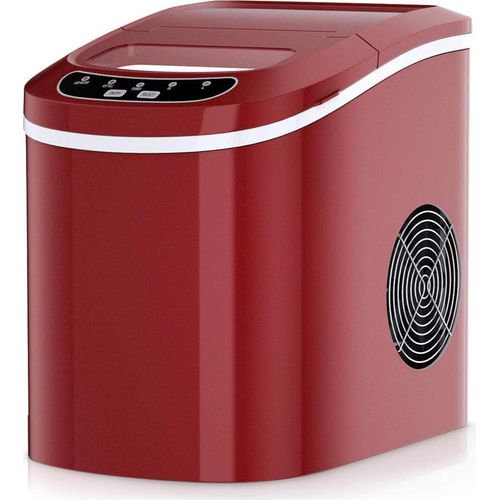 Eiswürfel Maschine, Eiswürfelbereiter Ice Maker, 12 kg in 24 Std, 9 Eiswürfel in 6-13 min, 2,2 Liter Wassertank, Eiswürfelzubereiter Eismaker Bereiter (Rot)
