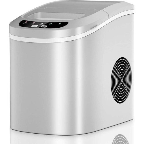 Eiswürfel Maschine, Eiswürfelbereiter Ice Maker, 12 kg in 24 Std, 9 Eiswürfel in 6-13 min, 2,2 Liter Wassertank, Eiswürfelzubereiter Eismaker Bereiter (Silber)