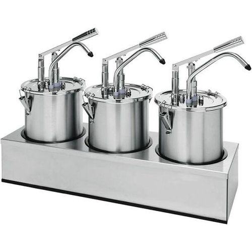Hebel-Dosierspender 3X5 Liter, Edelstahl 18/10