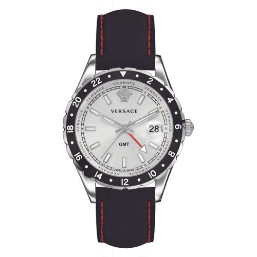 Versace Herren Uhr GMT Armbanduhr Leder Hellenyium V11070017