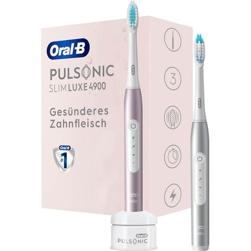 Pulsonic Slim Luxe 4900 Doppelpack Elektrische Schallzahnbürste, platin/rosegold